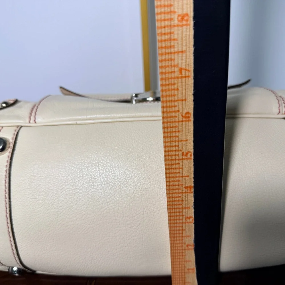 Vintage Marc Jacobs Venetia Satchel Bag Womens Cream Leather Y2K Contrast Stitch